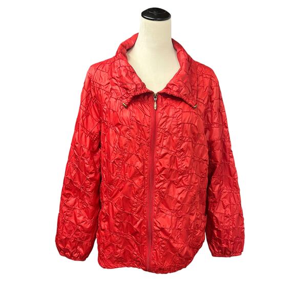 Bold Color Quilted Jacket Zenergy by Chico’s Red Travel Layer Modern Casual 3 - Picture 1 of 9